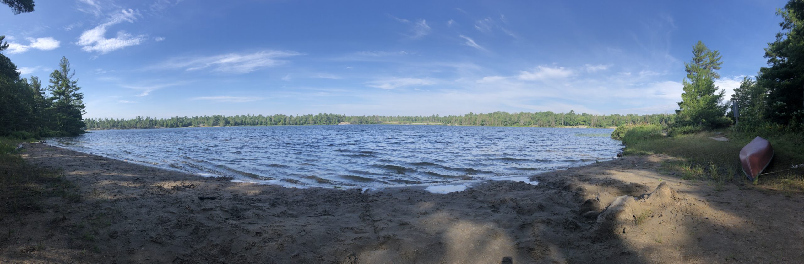 Panorama of Clear Lake Beach at Grundy Provincial Park