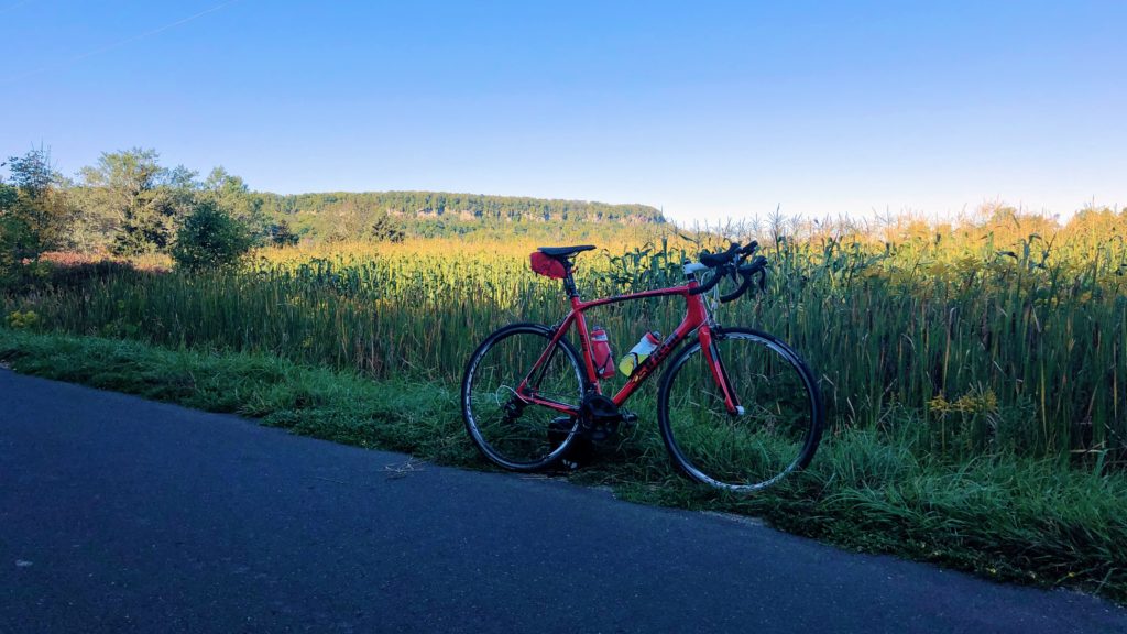 Niagara Escarpment ride, first views of the Escarpment from Side Rd. 2