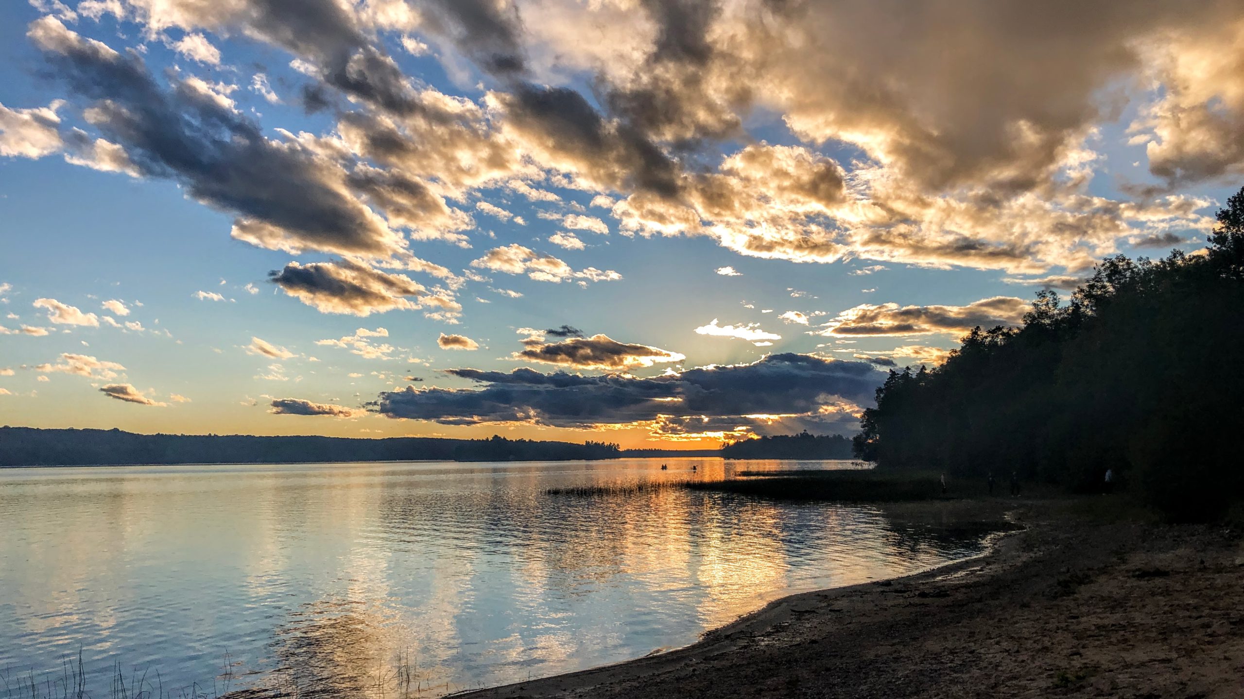 Sunset from Putts Point beach at Restoule Provincial Park