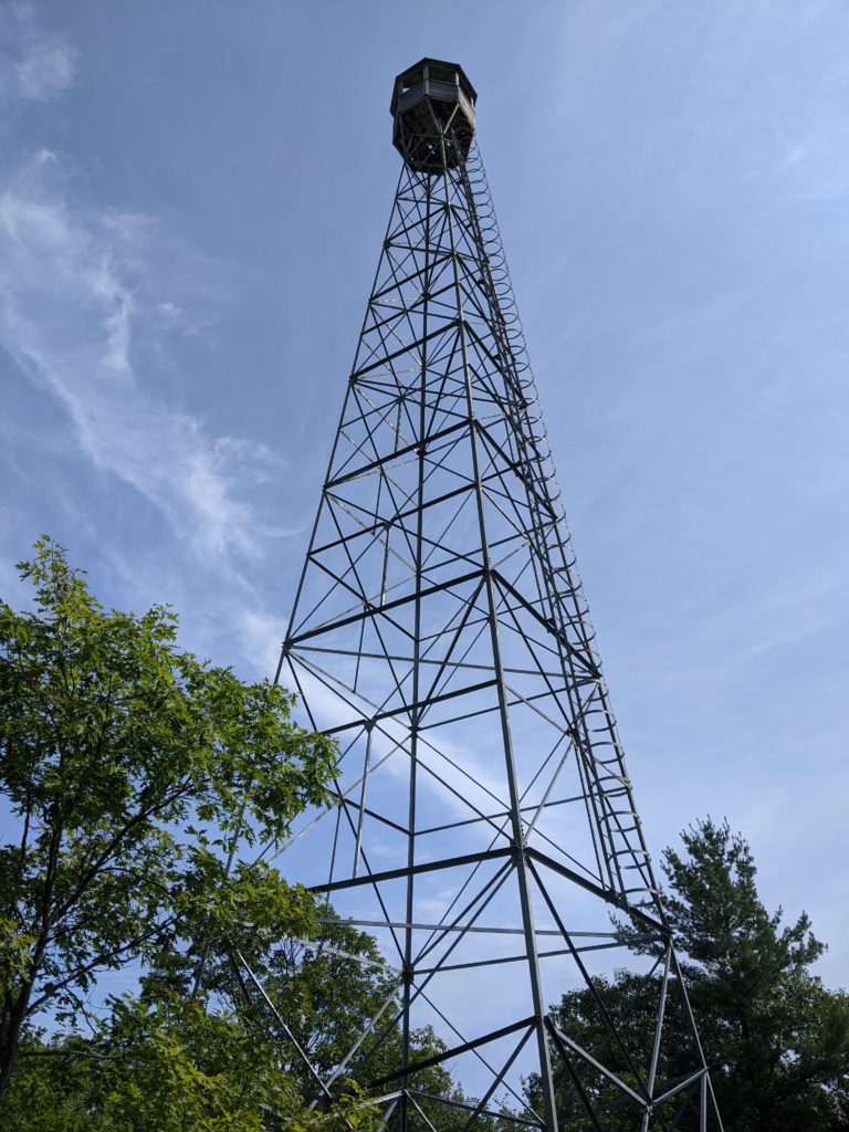 The fire tower atop the fire tower trail at Restoule Provincial Park