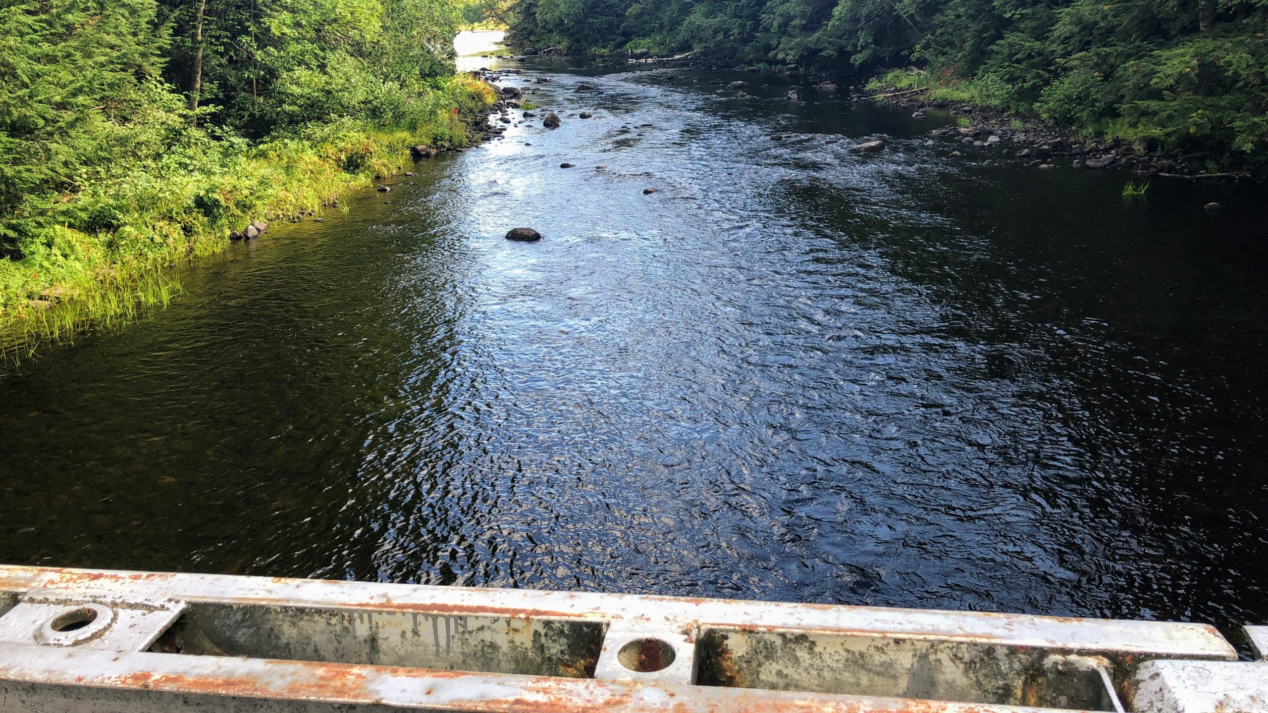 Crossing the bridge to the Restoule Provincial Park River Trail