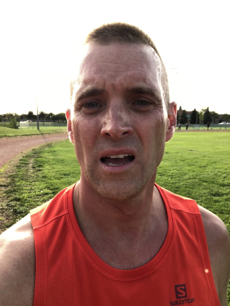 The face of suffering, after a hard track session of descending intervals. I felt like death.
