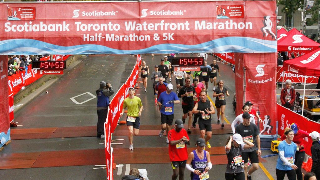 Finishing my first half at the 2012 Scotiabank Toronto Waterfront Marathon.