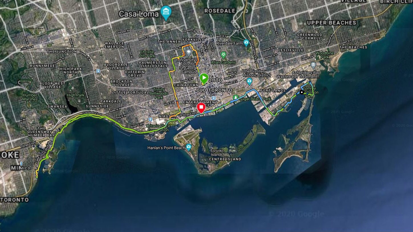 Cory Kawa - 2020 Scotiabank Toronto Waterfront Virtual Marathon Route
