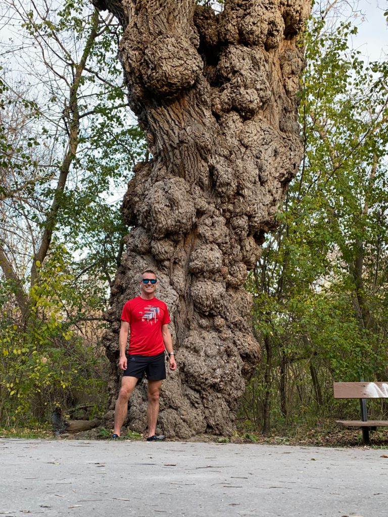 Selfie in Front of a Wart Covered Tree at G. Ross Lord Park