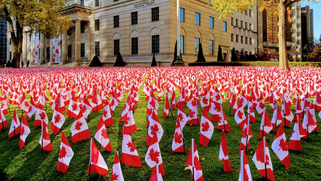 Photo of the 12,000 Mini Flags Displayed at the Manulife Centre