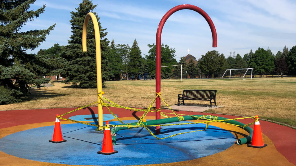 Destroyed Splash Pad at Wade Gate Park