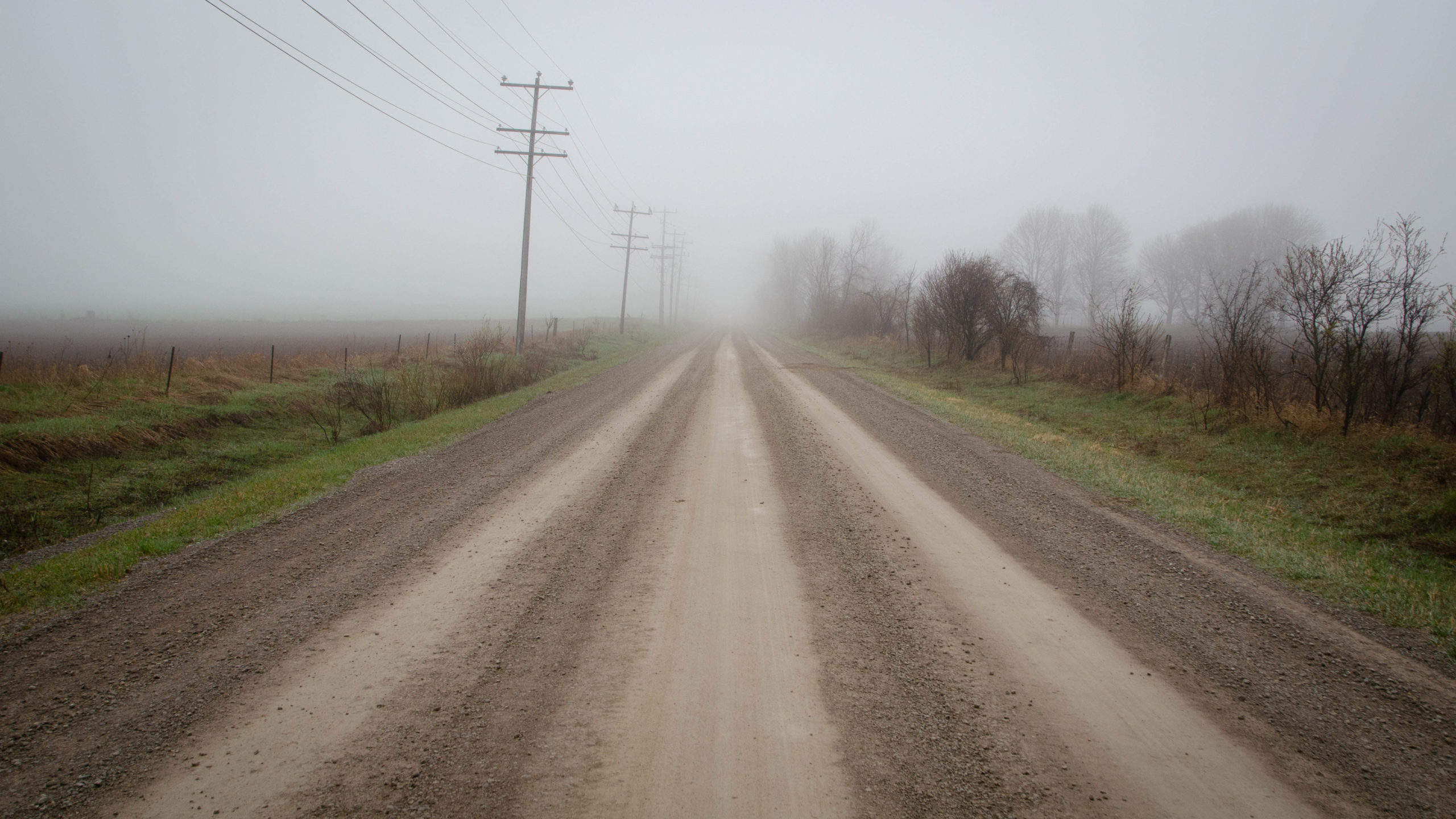 Foggy Old Simcoe Rd near the start of the Tour of Scugog.