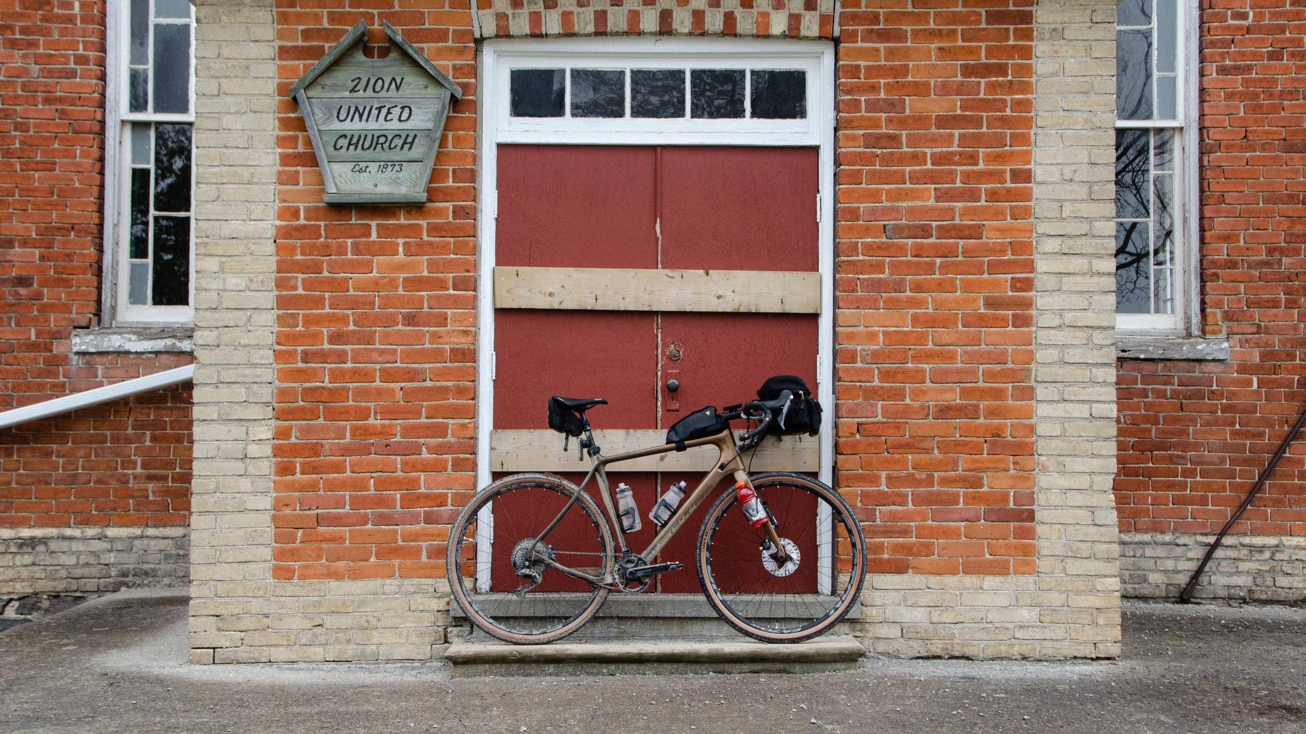 Stopping for a snack at the Zion United Church on the Tour of Scugog Gravel Ride.