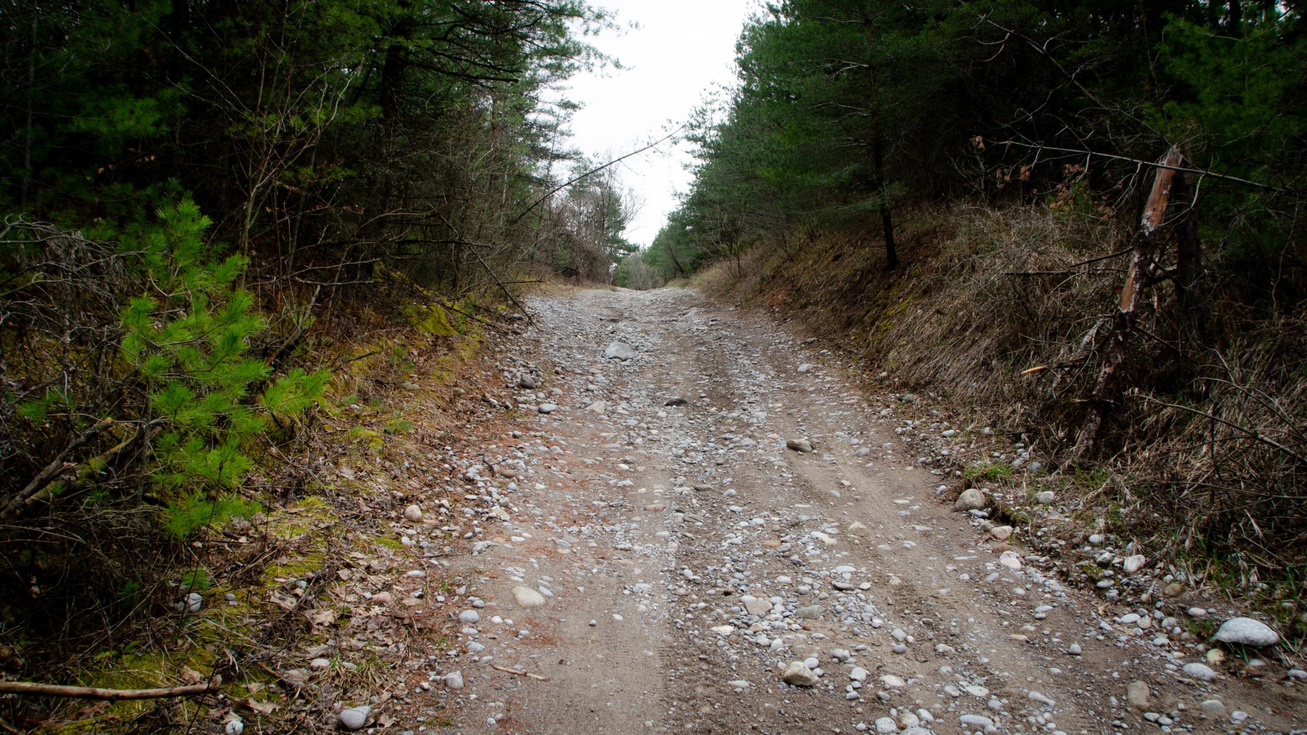 Rocks, gravel, sand, and hills on Ballyduff Rd.