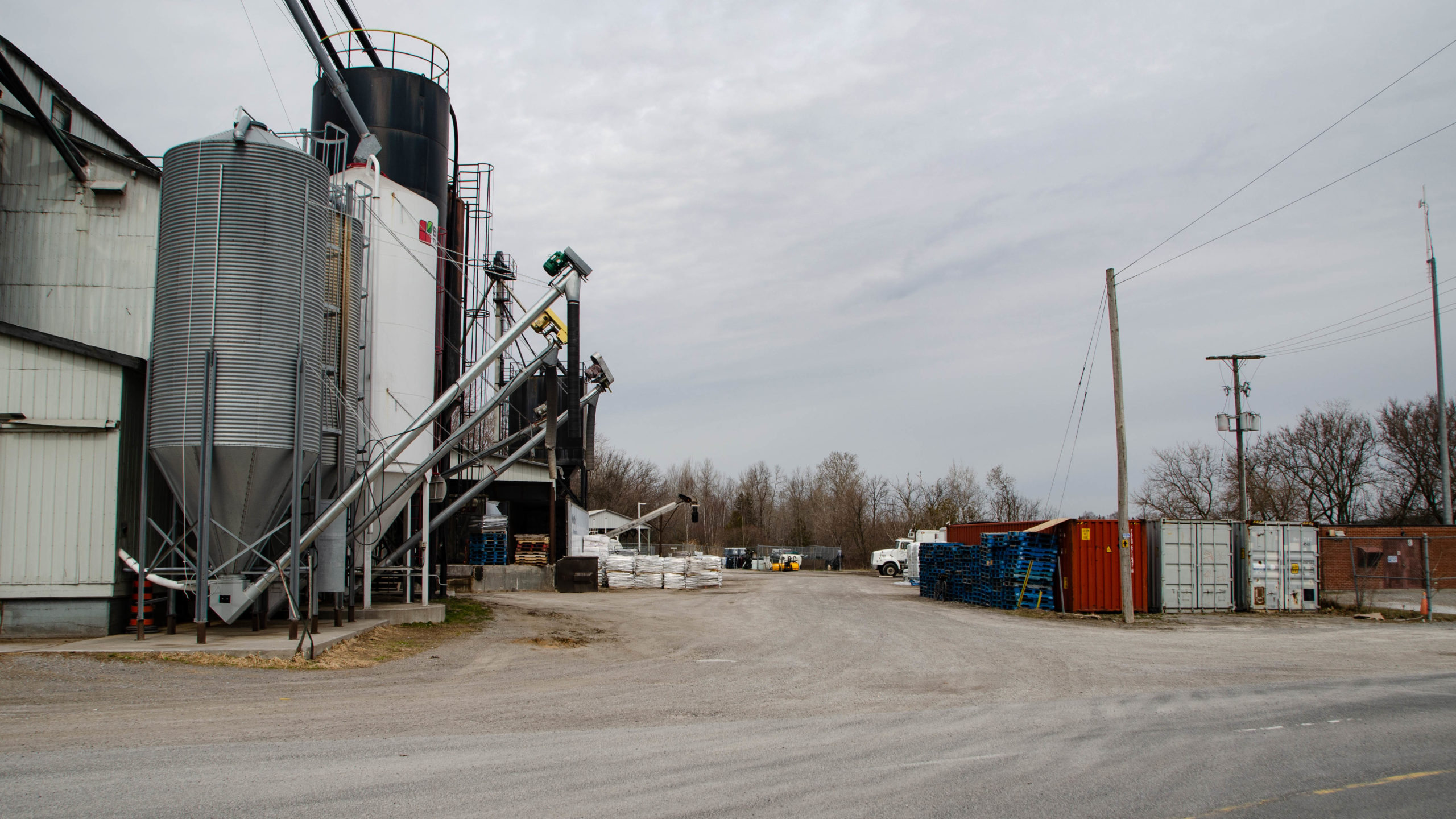 Picture of Grain Silos In Sunderland.  The Entrance to the Trans Canada Trail is at the Back of Their Parkling Lot.
