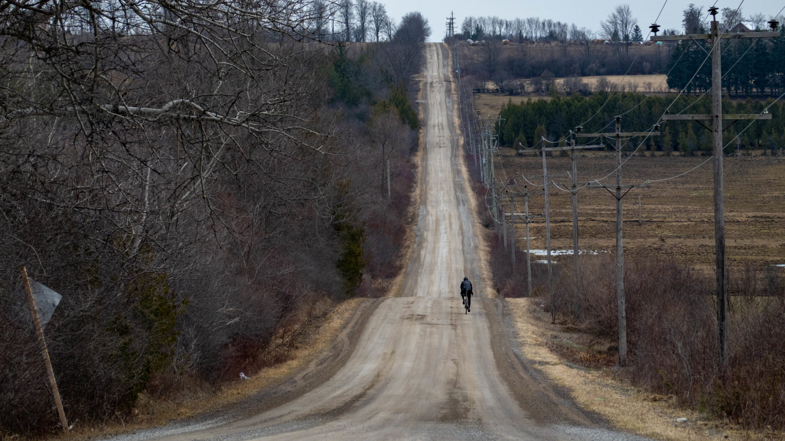 Picture of Cory riding down Side Road 18 south of Cannington.
