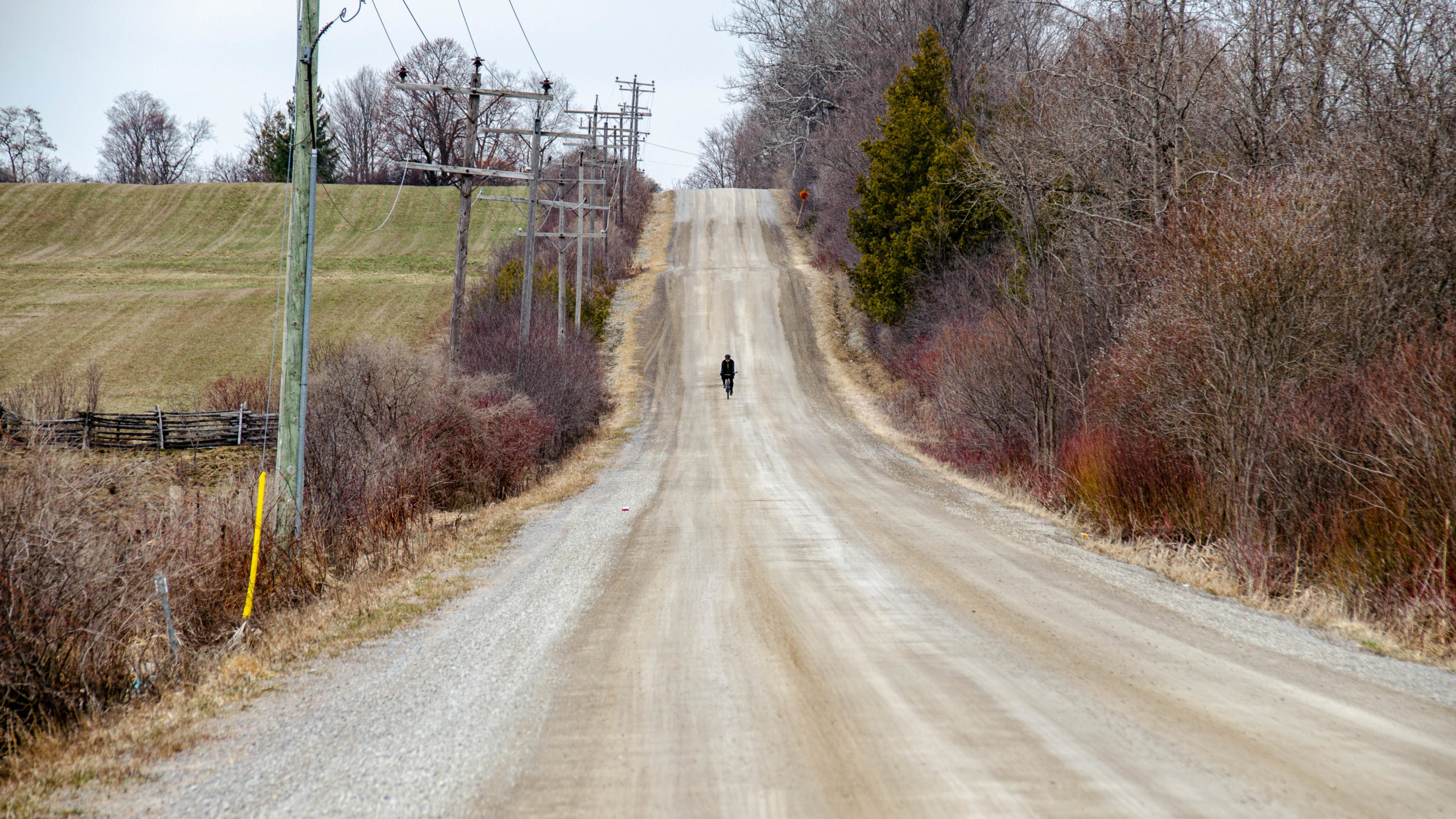 Picture of Mike riding down Side Road 18 south of Cannington.