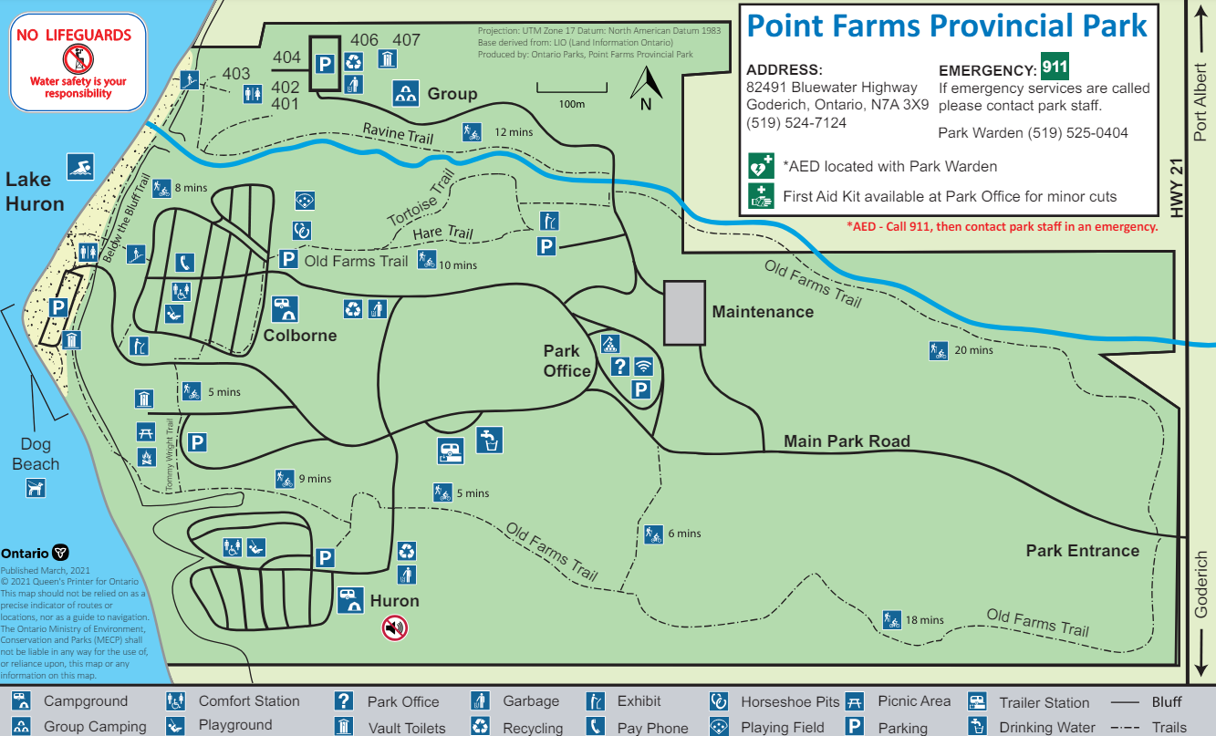 Point Farms Provincial Farms - Park Map